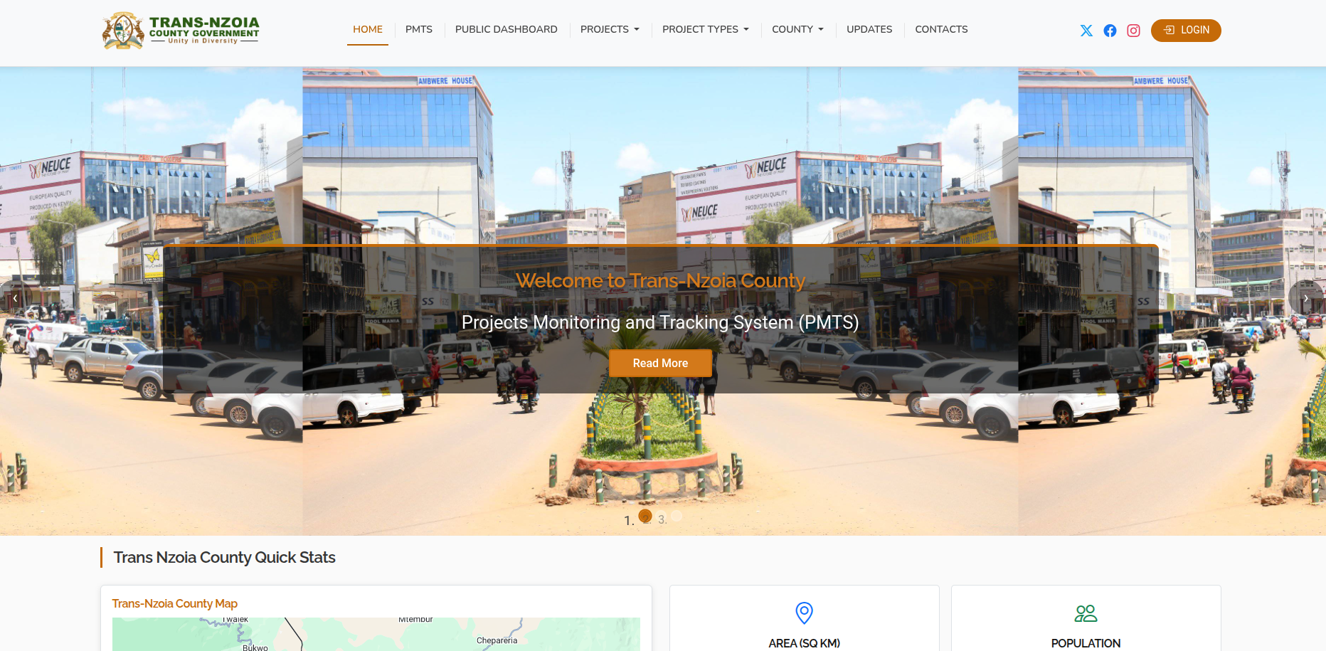 Public portal homepage with county statistics